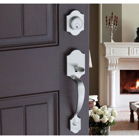 Copper Creek Heritage Front Entrance Door Handle set in Satin Stainless - Picture 2 of 6